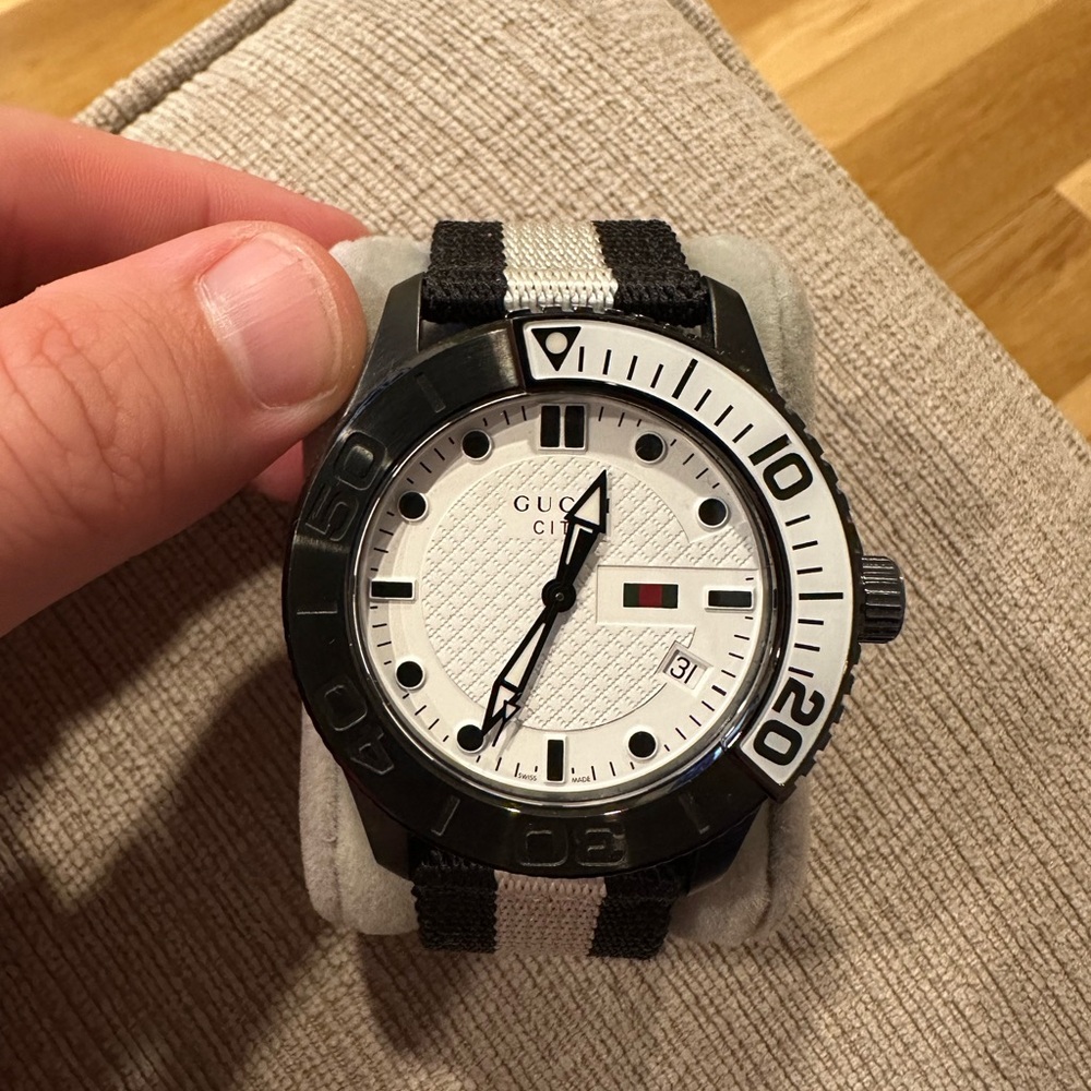 Black and White Gucci Watch